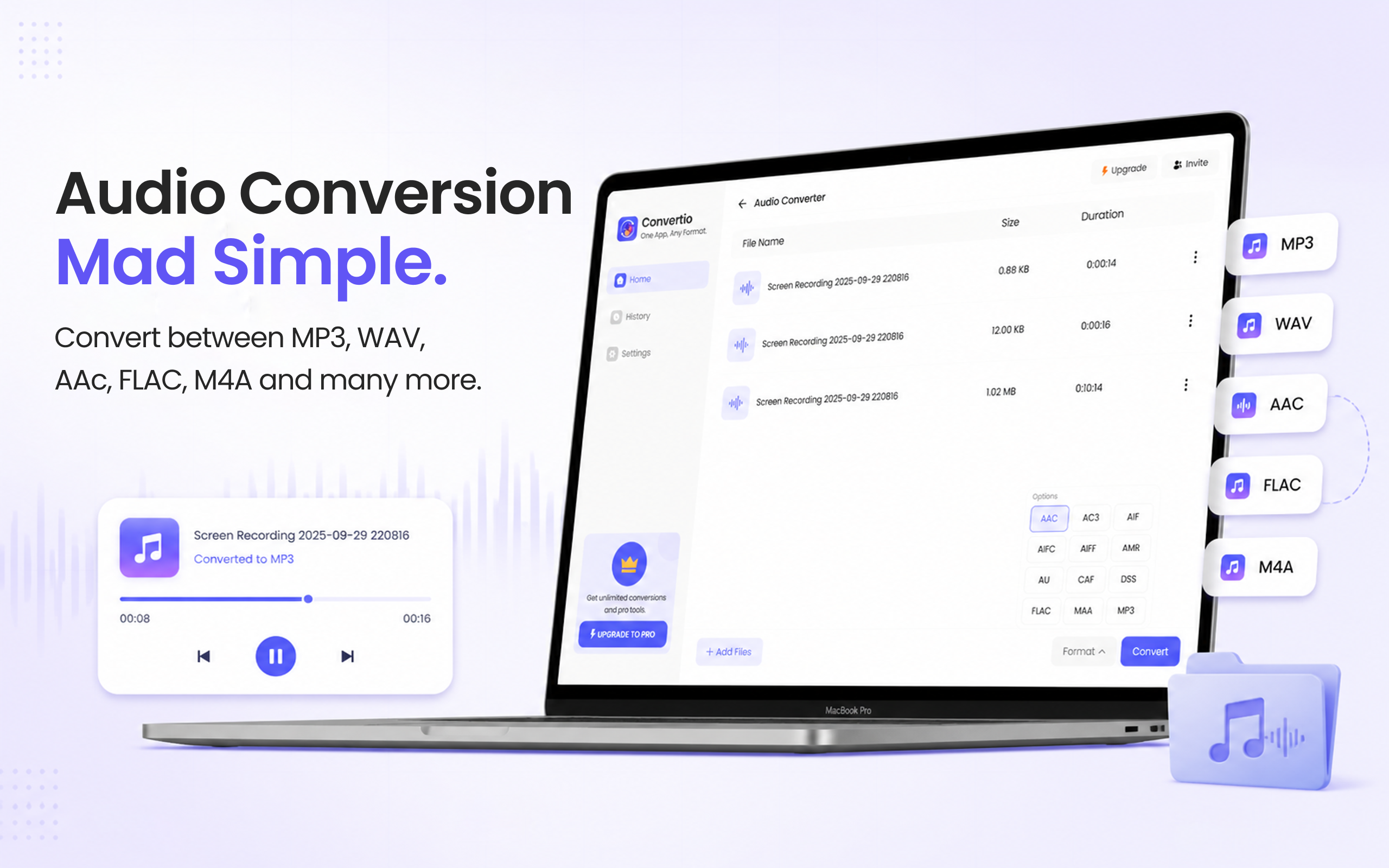 Audio converter MP3, WAV, M4A and more